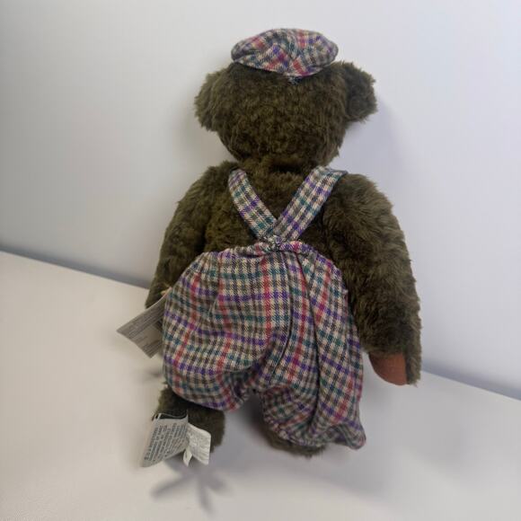 VINTAGE Cottage Collectibles Wooster Plush Toy TEDDY BEAR Ganz overalls TAGGED - Picture 2 of 7